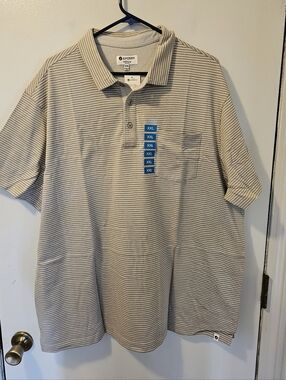Sperry Premium Apparel Short Sleeve Taupe Striped Polo Shirt Men's Size XXL NWT